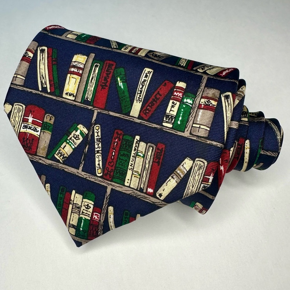 LIBRARY Crown Books X FN Classic Silk Bookish Tie 4”